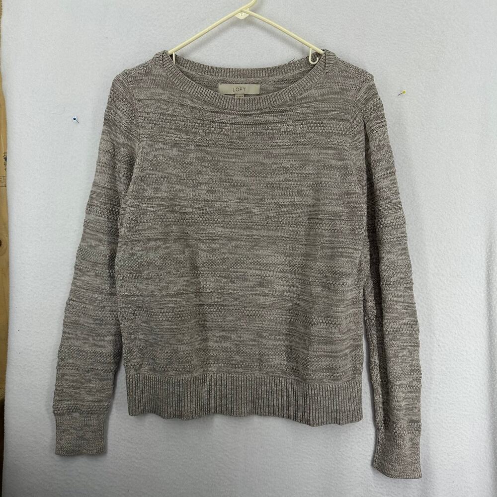 Loft Knit Sweater Crewneck Womens Medium Beige
